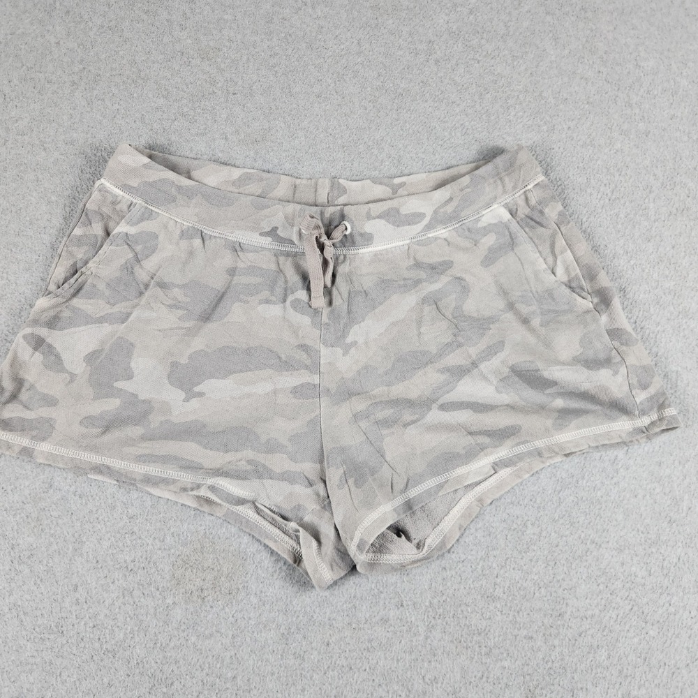 Old Navy Shorts Women Large Gray Camo Print Stretch Drawstring Waist 2.5" Inseam